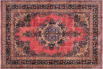 handmade Traditional Antique Pink Blue Hand Knotted RECTANGLE 100% Wool Pile area rug 8x11